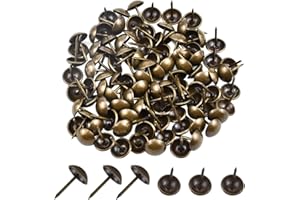 NETSPOWER 100 Pièces Clous Tapissier Décoratifs Clou Ameublement Punaises de Tapisserie Clous de Meubles en Laiton Antique avec Boîte en Plastique pour Fauteuil Canapé Meuble Objets en Bois 11 x 17 mm