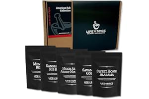 Life of Spice American Rub Collection | All Purpose Seasoning & BBQ Rubs | 270g | 5 Unique Spice Rubs with Recipe Cards | Great spices for Ribs, Mexican Flatbreads, Southern Fried Chicken | Great Gift