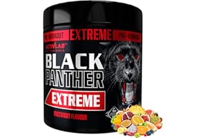 Activlab Black Panther Extreme 300g, Pre Workout Powder Energy, Physical Performance with Citrulline, Creatine, Beta Alanine, Caffeine, VIT B, HMB, 300g, 15 Servings (Multifruit)