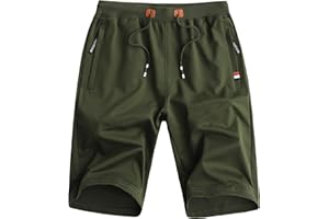 cioiniei Mens Shorts with Zip Pockets Summer Running Shorts Elasticated Waist Lounge Walking Workout Shorts for Men's
