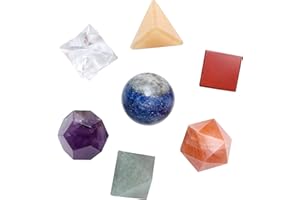 FASHIONZAADI Seven Chakra Stone Crystal Platonic Solids Sacred Geometry 7 Pcs Set for Chakras Balancing Healing Gemstone Energy Size 15-20 mm