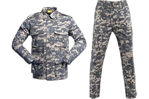 YUSHOW Men's Tactical Suit Camouflage Combat Jacket & Trousers Set Airsoft Clothing Military Jacket Uniform War Game Army Military Paintball BDU Hunting Shooting Camo Gear