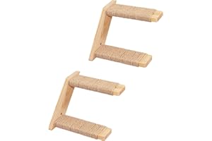 PELUOMOZ 2er-Pack Katzentreppe Wand 2 Stufen, Kletterwand für Katzen, Katzenleiter mit Juteseil, Wandmontage Katzenmöbel DIY Kletterwand Katzen