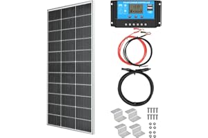 XINPUGUANG Kit Panneau Solaire Monocristallin 150W 12V PERC Mono photovoltaïque+20A Contrôleur de Charge pour Bateau Toit Balcon Jardin Caravane 12V Batterie(150w kit）