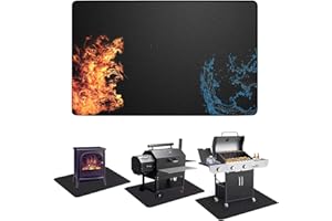 VinBee Fireproof Mat, 122 x 76CM Fireproof Fireplace Mat, Fibreglass Silicone Heat Protection Mat, Reusable Ember Mat, Fire Pit Mats, Indoor Fireplaces Hearth, Heaters, Stove Outdoor Grill BBQ Mat