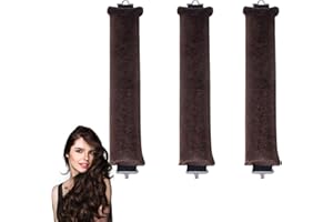 GUEGINE Heatless Hair Curlers Overnight Blowout Rods Heatless Curling Rod Diy Hair Styling Tools Hair-Friendly Overnight Curls Jumbo Rods for All Hair Types 3PCS(Brown)