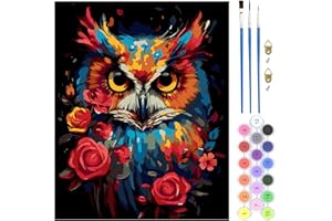 QENSPE Owl Paint by Numbers Kit, Colorful Paint by Numbers for Adult, DIY Paint by Number for Beginners with Brushes Wall Art Decor s 16x20inch / 40x50cm, Frameless
