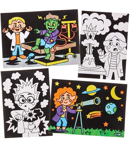 Kit De Coloriage Flou 'Scientists Experiment' - Lot De 10 Scènes Scientifiques Pour Enfants - Baker Ross