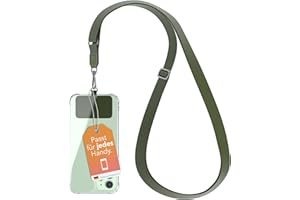 EAZY CASE - Universal Handykette zum Umhängen geeignet für alle Smartphones Handyhüllen Kette zum Umhängen Grün mit breitem Band Handyband mit jeder Hülle kombinierbar Smartphonekette in Olive Grün