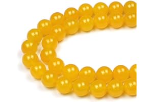 MJDCB 6mm 60 piezas Cuentas de Piedra Ágata Amarilla Redondas Sueltas Piedras Semipreciosas Naturales para Hacer Joyas Pulseras Collares