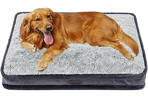 DEBANG HOME Großes Hundebett für große Hunde, mittleres Hundebett, kleines Hundebett, wasserdichtes Hundebett,Abnehmbarer und waschbarer Bezug, weiche langhaarige Hundematte