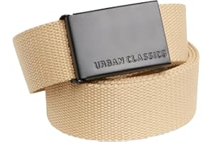 URBAN CLASSICS, Cintura in tela unisex, cintura da uomo e da donna, cintura in tessuto, cintura senza fori, con logo sulla fibbia quadrata, colori diversi