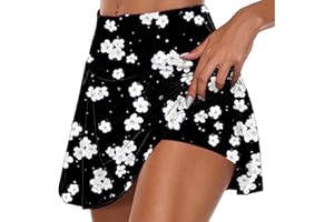 NSICBMNO Skorts for Women UK Summer Elastic Waist Tennis Skorts Skirts with Inner Shorts Lightweight Ladies Comfy Casual Stretchy Workour Shorts Baggy Athletic Golf Running Skirts Skorts