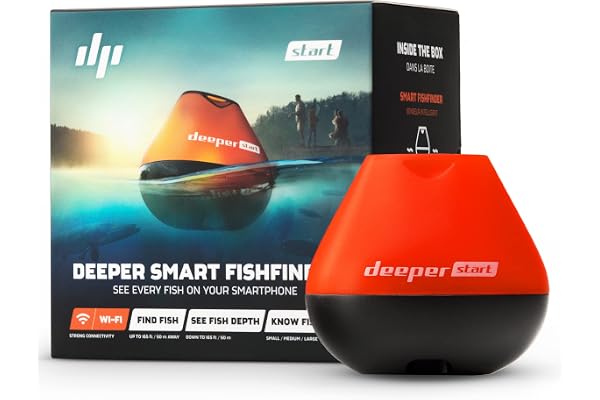 Deeper START Sondeur de Pêche, Détecteur de Poissons et Profondeur Portable, Sans Fil, Pour la Pêche, Fonctionne Avec Téléphones Portables (App Gratuite)