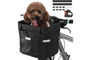 Goldmiky Cestino Anteriore per bici Multiuso per Animali Domestici, Pieghevole Borsa a Mano, Shopping e Outdoor (Nero)