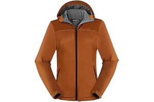 ATLASLAVA Damen Softshelljacke Wasserdichte Atmungsaktive Leichte Fleece Kapuze Übergangsjacke Laufen wanderjacke