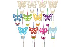 WEDNOK Kits Bricolage Papillons en Bois Carillons Éoliens Papillon en Bois Activités Manuelles Loisirs Créatifs pour Enfants pour Jardin Jouet Fête Party Anniversaires Décoration Maison Intérieur