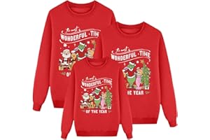 TOMORTSUN Pull Noel Famille Sweat Femme Homme Enfants Famille Longue Manches Tops Christmas Sweater Pulls De Noël Familles Col Rond Christmas Sweat-Shirt Manche Longue Chaud