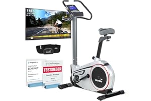 ‎SKANDIKA Skandika Ergometer Morpheus | Heimtrainer für Zuhause, 12 kg Schwungmassensystem, 32 Levels, 24 Programme, App Kompatibel mit Kinomap, Pulsgurt, Tablethalterung | Indoor Fahrrad bis 150 kg