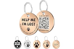 MYLUCKYTAG Stainless Steel QR Code Pet ID Tags Dog Tags - Pet Online Profile - Scan QR Receive Instant Pet Location Alert Email
