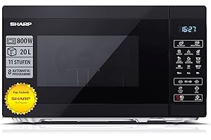 Sharp YC-MG02EB - Four à micro-ondes 20 litres, avec fonction grill, programme de décongélation, 11 niveaux de puissance, fonction minuterie, plateau tournant inclus