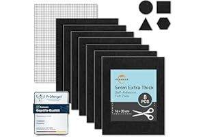 VABNEER 8 almohadillas de fieltro autoadhesivas (16 x 20 cm, 5 mm), fieltro punzonado de alta calidad para sillas y muebles, se puede cortar y amortiguar el ruido, protección silenciosa para suelos (negro)