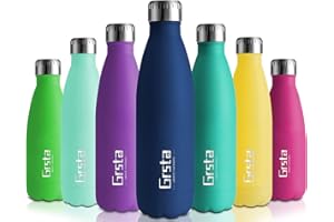 Grsta Gourde INOX | Bouteille Isotherme en Acier Inoxydable | Gourdes 350ml/500ml/650ml/750ml | Froid 24h ou Chaud 12h | Bouteille d'eau sans BPA, pour Enfant, Sport, École, Bureau, Camping, Voyage