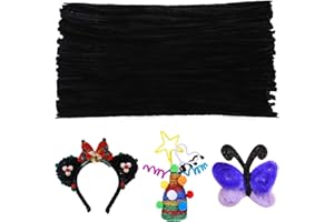 Benlay 100 Stück Pfeifenreiniger Chenille Stiel für Halloween, Weihnachten, DIY Handwerk zum Basteln, liefert dicke Pfeifenreiniger Chenille Stiele (Schwarz)