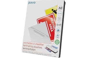 Pavo - A3 lamineringspåse 2x125 Mikron, glans, paket med 100 ark