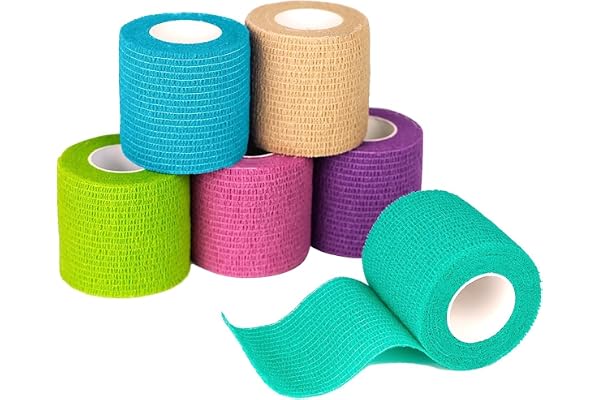 No Chew Bandage for Dogs Bitter Bandage Wrap for Dogs Wound Wrap Self-Adhesive Bandage for Pets & Humans Wound Care, Gauze First Aid for Dogs, Cats and Other Animals Non-Woven Pet Bandage (4)