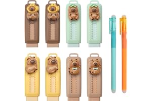 APOMOONS Zestaw 8 chowanych gumek do mazania z 2 wymazywalnymi długopisami żelowymi