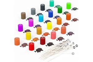CZKONORE Coloranti per Candele 20 Colori x 5 g, Fai Da Te per Cera Di Soia, d'Api, Di Palma, con Stoppino Da 20 Pezzi