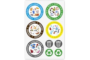 Younikat – 9 pegatinas redondas para cubos de basura en inglés para la separación de residuos I Reciclaje de basura I Set de stickers I you0022