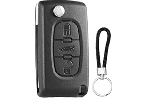 SLshiBo Funda para Llave de Coche 3 Botones Plegable Carcasa Mando Llave del Coche Compatible con Peugeot Partner 207 307 307sw 308 407 5008 y Citroën C3 C4 DS3 DS4 Berlingo (VA2 / CE0536)