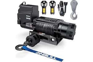 Anbull Verricello Elettrico 12V 12V 6 000 LBS/ 2722 Kg, IP68 Impermeabile, Nessun cablaggio richiesto, Cavo Sintetico 6.3mm*16.8m, Corda di Nylon, Applicabile a Quad, ATV, UTV