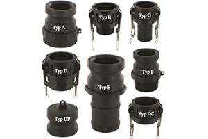 B2C CAMLOCK LAYFLAT Hose Coupling Fitting, Male Female - Type A B C D E F DC DP CAM & Groove (Type C - (Cam F to Serrated Hose Tail), 2")