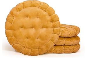 DH DREAMER HOME Cojines para Silla Redondos Forma de Galleta 40cmØ - Cojín de Asiento Suave y Cómoda, Ideal para Decoración de Hogar y Terraza - Amarillo, Pack 4