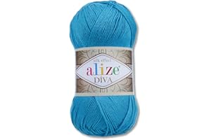 Frida's Wollhaus Alize Diva Laine pour tricot, crochet en microfibre 100 g 64 couleurs (245 - Bleu)