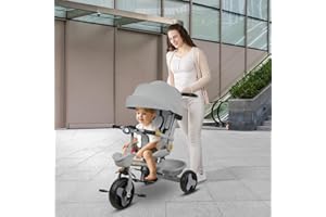 HUOLE Cochecito de bebé ligero y compacto de 0 meses a 4 años, capacidad de carga máxima de 25 kg, cochecito plegable, respaldo reclinable, 100 x 75 x 50 cm gris