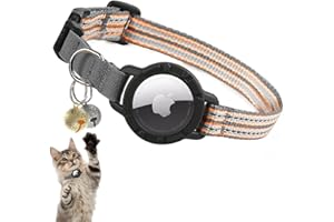 NOZLAID Airtag Katzenhalsband, Reflektierend Katzenhalsbänder mit Apple Air Tag Halter, Leichtes Elastisches Sicherheits Katzen Halsband, Tracker Halsband für Katzen, Kätzchen und Welpen