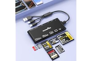 ROCKETEK USB C Light-ning USB3.0 Multi Kartenleser,7 in 3 Speicherkartenleser Adapter Hub SD Card Reader für SD SDXC SDHC CF CFI TF Micro SD Micro SDXC Micro SDHC MS MMC UHS-I Karten, Windows/Mac/Android/Linux