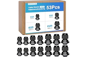 MYTHOSURGE Pack of 53 Cable Glands M12 M16 M20 M25, IP68 Waterproof Cable Grommet, Cable Glands for Outdoor Garden Control Box Junction Box, Plastic Nylon Cable Grommet, Black