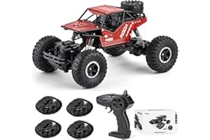 OBEST Voiture Telecommandée Tout Terrain Enfante 1/16,4WD Crawlers Radiocommandés Enfant,Voiture de Course 2.4Ghz Buggy À Grande Vitesse avec Roues De Remplacement À 4 Chenilles,Rouge