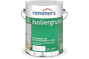 Remmers Isoliergrund weiß (RAL 9016), 2,5 Liter, Sperrgrund, Spezialanstrich gegen das Durchschlagen von Holzinhaltsstoffen, verhindert Gelbverfärbungen