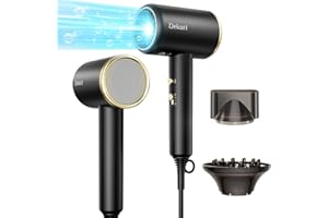 Dekuri Asciugacapelli Ionic, 1800W Potente e Rapido Phon Capelli Professionale, Ultra-leggero 330g Phone Capelli, 2 Velocità e 3 Impostazioni di Calore con Diffusore e Concentratore - Nero