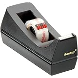 Scotch Klebebandabroller 83980 – Klassischer Tischabroller in Schwarz – Inkl. 1 Rolle Scotch Crystal Klebefilm 19 mm x 10 m