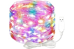 Koboko Łańcuch świetlny LED z USB, 3 m, 30 diod LED, wodoszczelny, drut miedziany, kolorowy łańcuch świetlny na baterie, dekoracyjne światła do sypialni, ogrodu, na Boże Narodzenie, wesele, urodziny