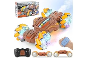 PATEMZON Macchina Telecomandata, RC Stunt Car, Macchina Radiocomandata con Controllo Manuale, 4WD Rotazione a 360° Remote Control Car con Luce e Musica, 2 Batterie, Regalo per Bambini (Arancione)