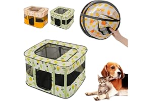 URCREAT Welpenauslauf Faltbar Welpenlaufstall Tierlaufstall, Laufstall Hund Drinnen für Klein Mittel Groß, Katzengehege mit Tragetasche, Hundelaufstall für Wohnung Indoor(70x55x45cm, Green)