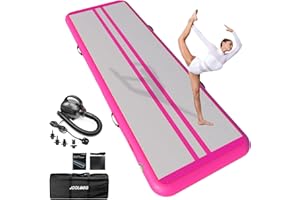 JOOLOOG Premium Inflatable Gymnastics Mat, Air Mat 2m 3m 4m 5m 6m Tumble Track for Home Training, 10cm/20cm Thick Tumbling Mat with Pump for Kids Indoor Gymnastics, Outdoor Practice Tumbling & Yoga